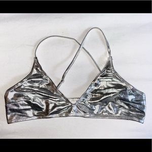Brand new Metallic silver bralette & bottoms